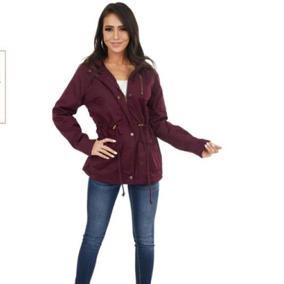 C’esstoi Mulberry Anorak Jacket Womens Faux Fur Lining And Front Tie size small - Picture 6 of 12